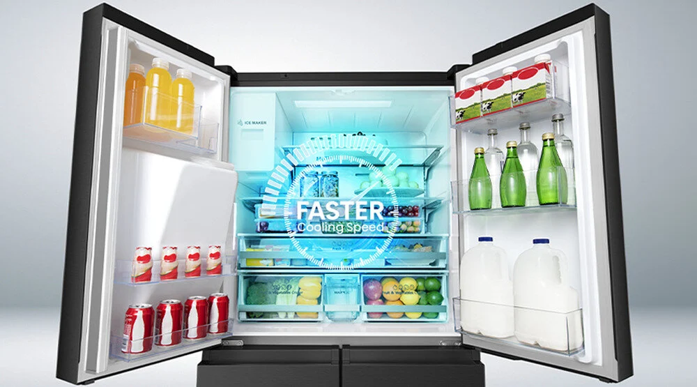 LODÓWKA HISENSE RF728N4SBFE MD szybkie chłodzenie obniżanie temperatury Super Cool temperatura