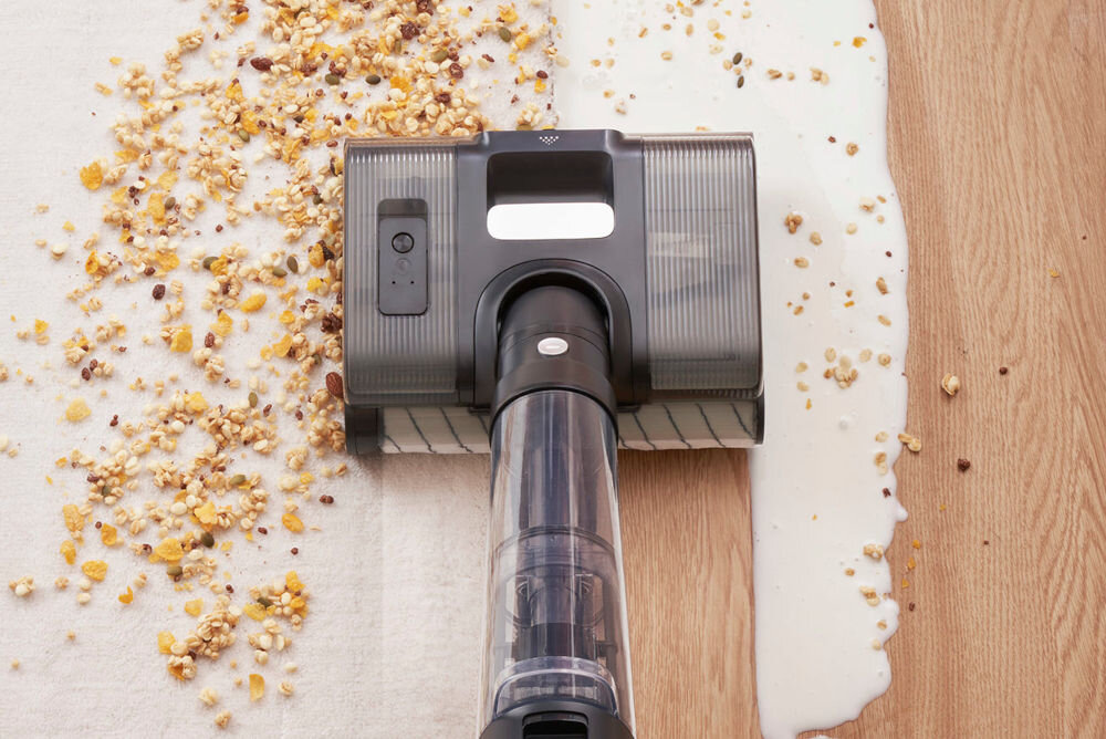 Odkurzacz JIMMY PW11 z aktywnym mopowaniem automatyczny i ręczny system natrysku wodnego automatyczna funkcja rozprowadzanie wody na obracających się szczotkach ręczny natrysk zwiększenie ilości wody przy większych zabrudzeniach podniesiony komfort 