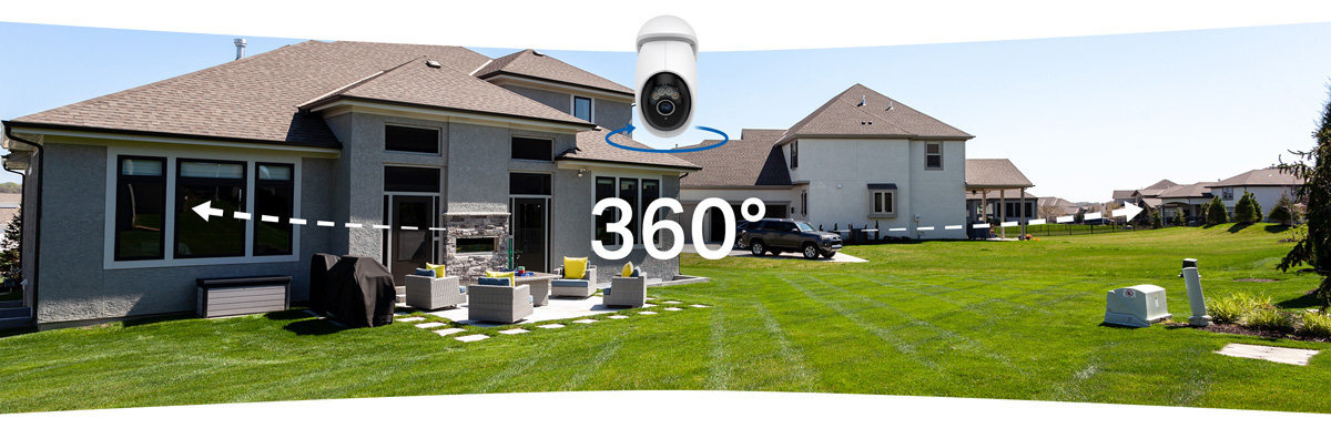 TP-LINK Tapo C560WS pełnym zakresie 0–360° pochyleniu 98° algorytmy sztucznej inteligencji (SI) - obraz 360°