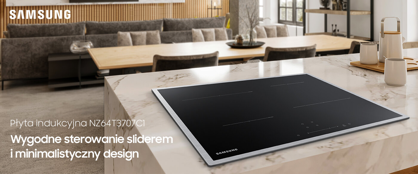 Płyta indukcyjna Płyta indukcyjna Samsung NZ64T3707C1 na blacie kuchennym