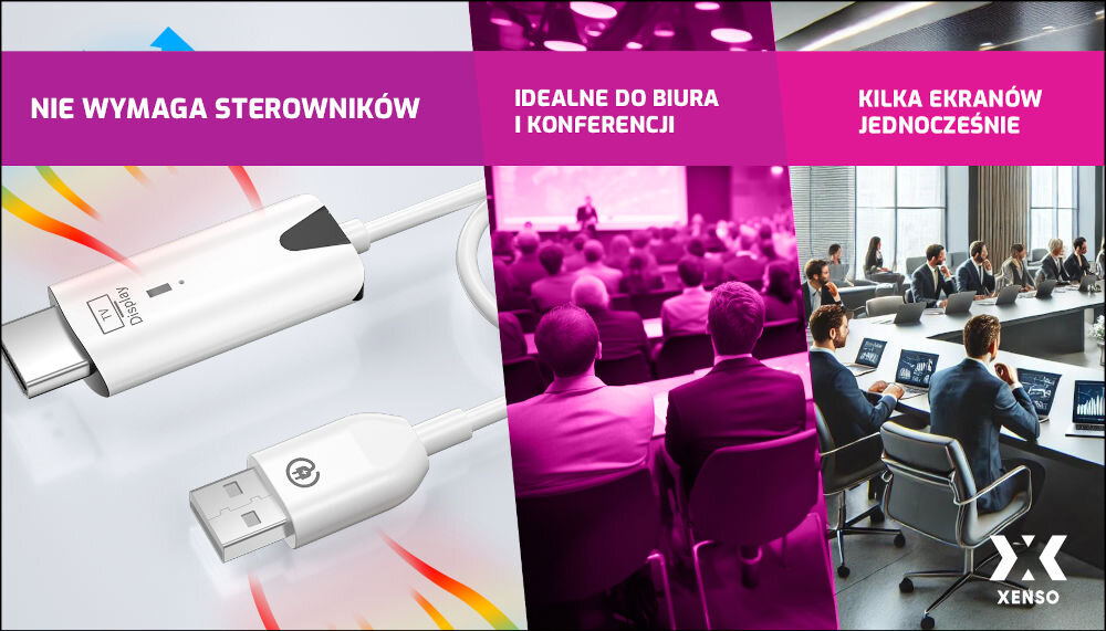 Transmiter HDMI XENSO HL30 - Brak instalacji sterowników, konferencja prasowa, osoby siedzące na spotkaniu firmowym