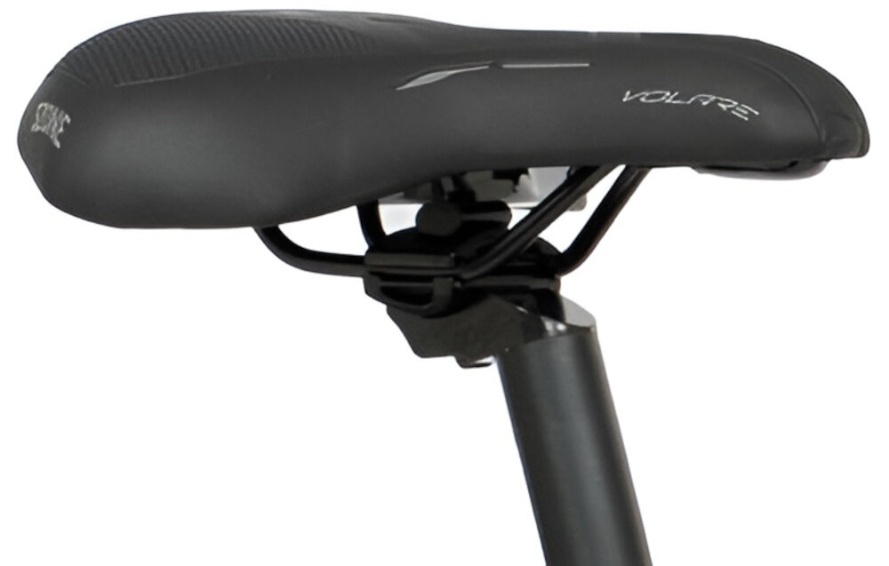 Rower trekkingowy ROMET Wagant SUV H PV B U18 28 cali Zielony siodełko na białym tle widoczne z boku miękkie okładziny i wygodne siodełko amortyzowana sztyca siodełka bardzo wytrzymała i trwała siodełko marki ROMET typu Volare nie będzie się odkształcało