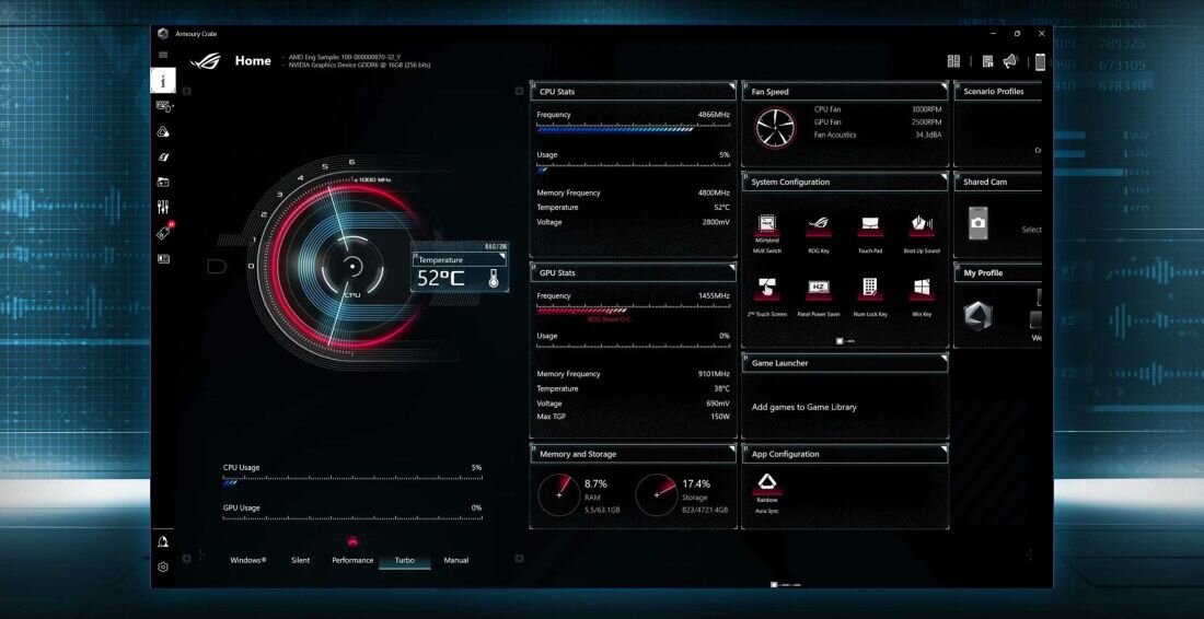 Laptop ASUS Zephyrus G16 GU603Z - Armoury Crate 