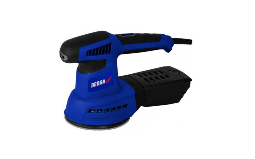 DEDRA-DED7947 szlifierka urządzenie obróbka poiwierzchnia szlifowanie wykończeniowe regulacja prędkość system odpylający mocowanie papieru rzep zasilanie sieciowe użytek domowy