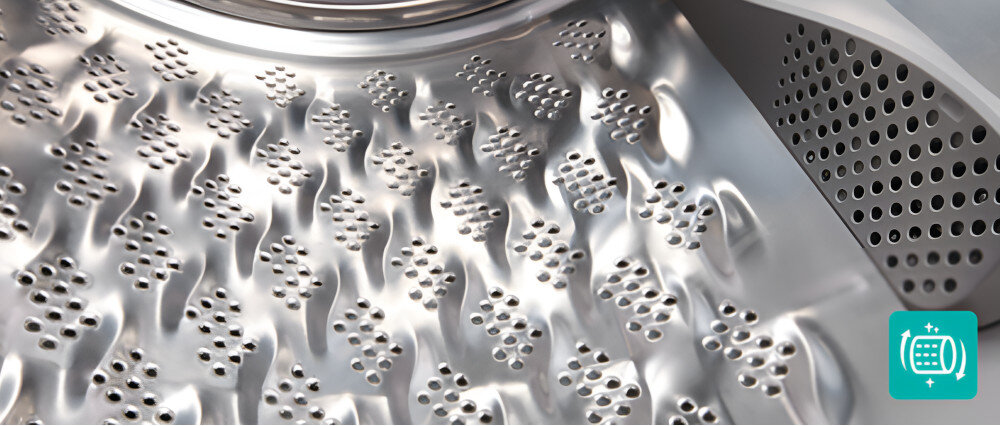 Pralka GORENJE W1PNA84A2TSWIFI/PL wizualizacja bęben wnętrze struktura ikona Program czyszczenia bębna usuwanie zabrudzeń detergentów bakterii zapachów zachowanie higieny czystość Wysoka temperatura