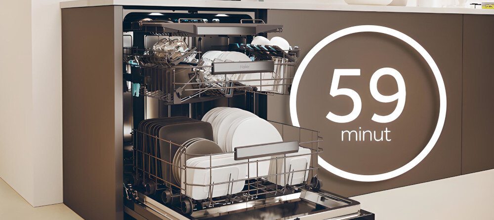 ZMYWARKA HAIER XS 4A4M4PB oszczędność wody energii 59 minut szybkie mycie suszenie