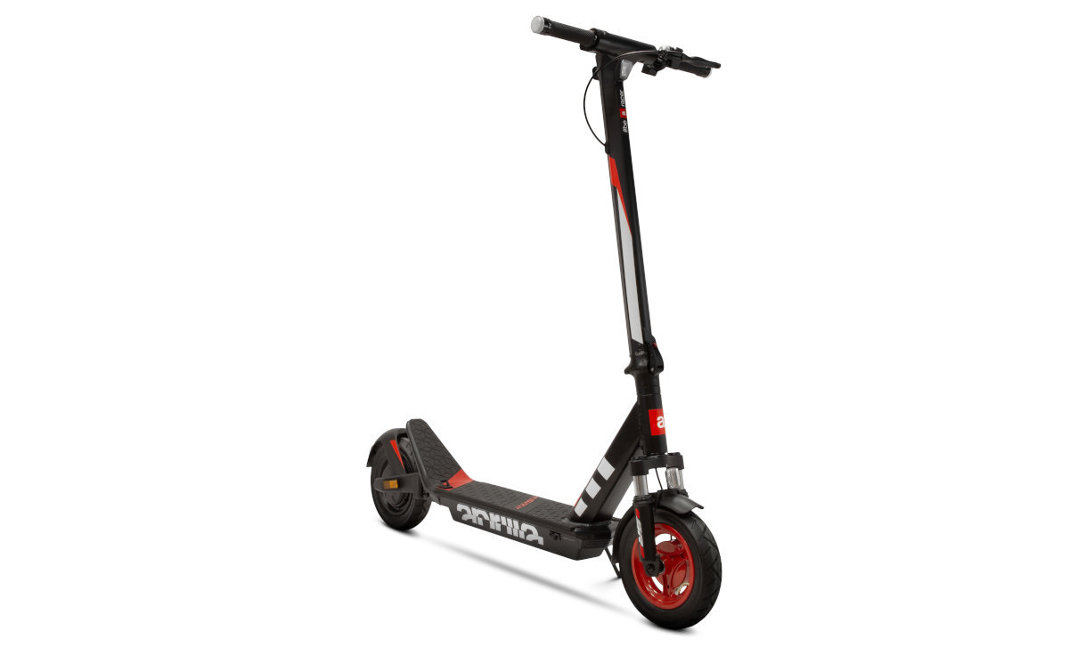 Hulajnoga elektryczna APRILIA E-SR2 Czarno-czerwony oświetlenie przednie światło LED światło hamowania umieszczone z tyłu pojazdu odblaski na tylny błotniku