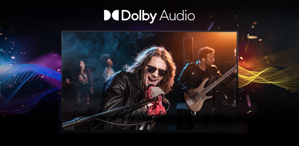 Telewizor JVC LT-32VQF540A - Dobra jakość dźwięku, Dolby Audio, głośniki o mocy 12 W, telewizor na ciemnym tle, koncert