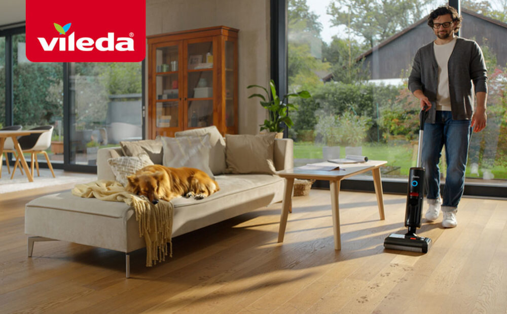 Odkurzacz VILEDA PureClean S5 Plus wygląd design tło prezentacja wizualizacja Szybkie i skuteczne sprzątanie