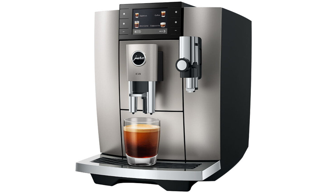 Ekspres JURA E8 Midnight Silver (ED) Moc, która służy jakości moc ciśnienie smak crema parametry wystarczy jedno dotknięcie