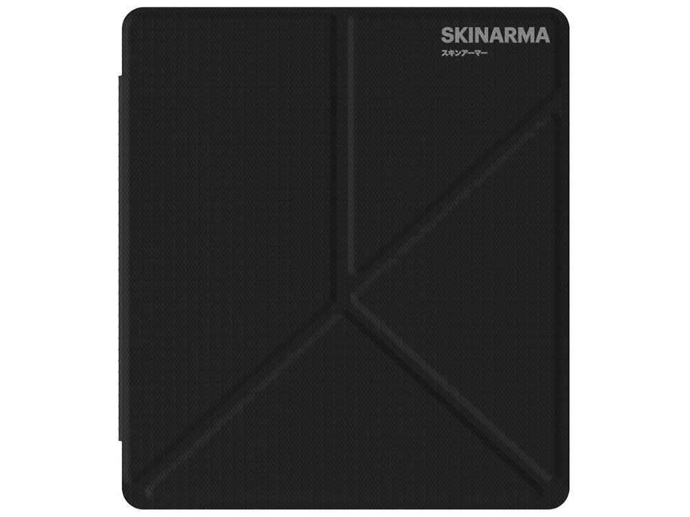 Etui na Kindle Scribe 2 SKINARMA Trax Czarny, minimalizm, faktura, styl, mobilność, etui na białym tle frontem na wprost