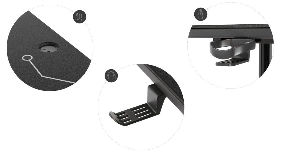 Biurko COBRA X-Mate otwory kable porzadek