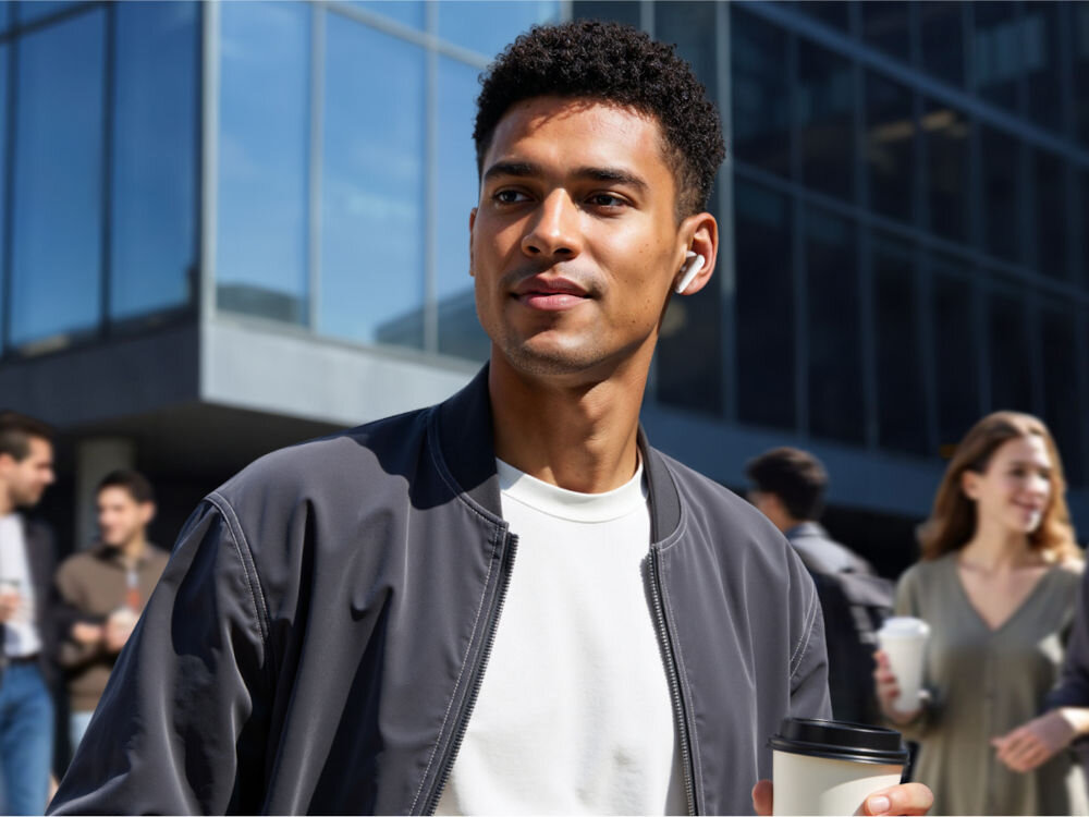 Słuchawki dokanałowe SOUNDCORE Liberty 5 ANC - Odpowiedni rozmiar dla Ciebie, osoba z założonymi słuchawkami