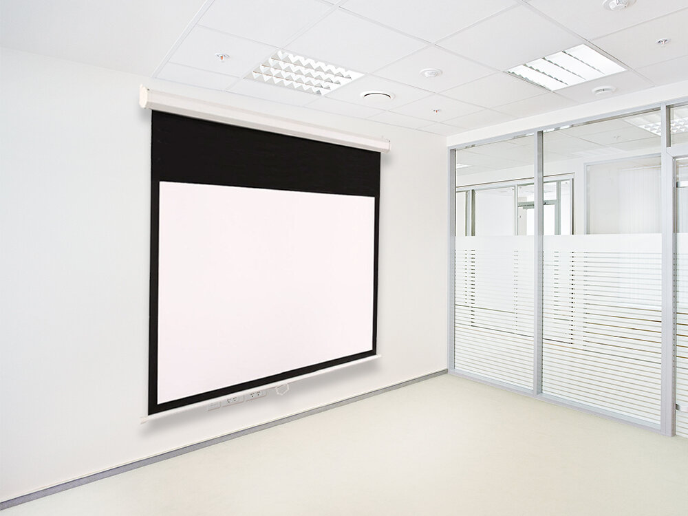 Ekran projekcyjny ART Matt White EM-100 221x125 - Wszechstronne zastosowanie, montaż na ścianie lub suficie