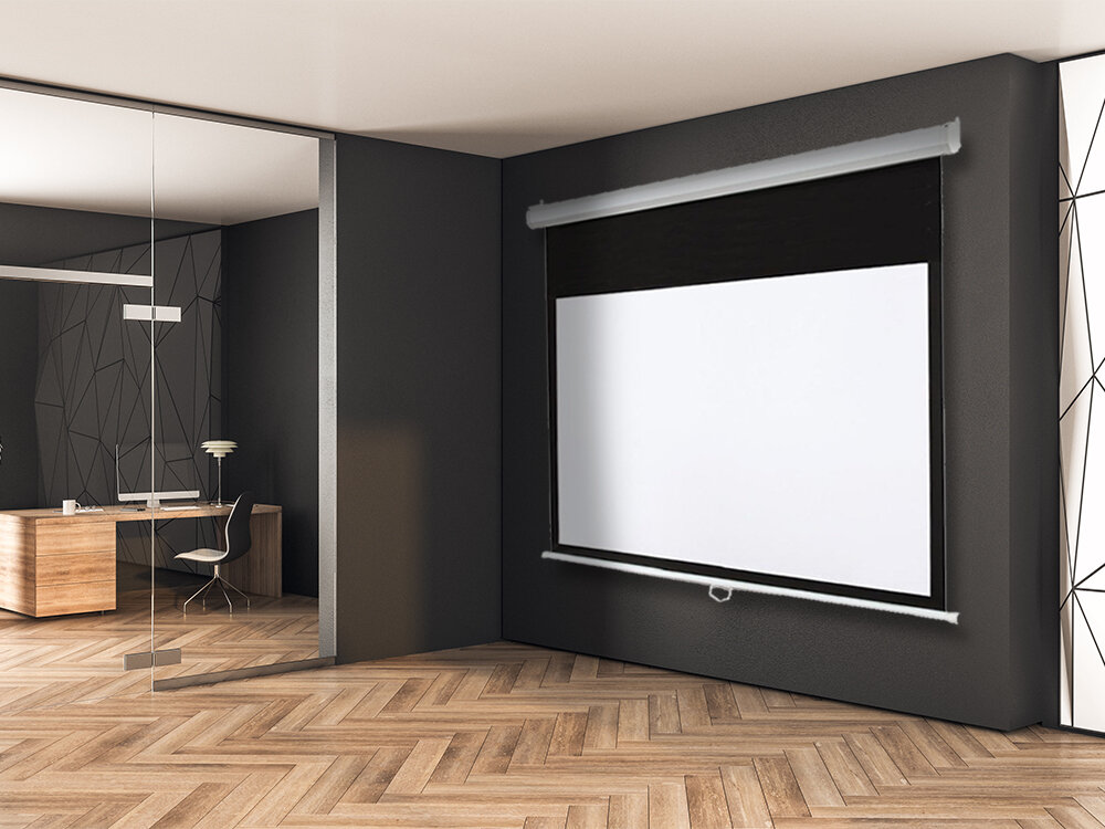 Ekran projekcyjny ART Matt White EM-100 221x125 - Solidna konstrukcja, czarna ramka