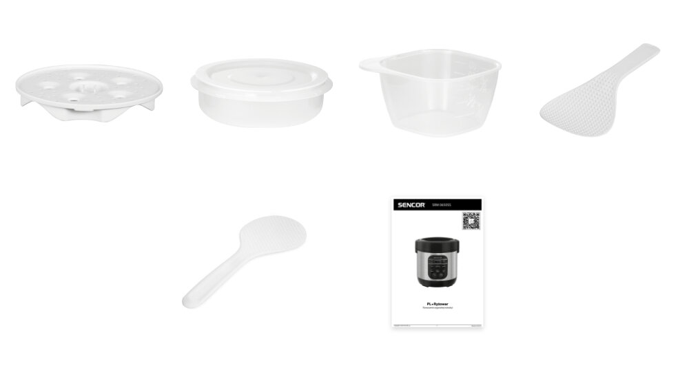 Ryżowar SENCOR SRM 0650SS zestaw akcesoria komplet wyposażenie