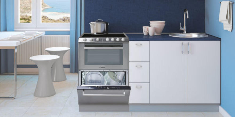 CANDY TRIOVXNT 1 trio piekarnik płyta grzejna zmywarka mała kuchnia funkcjonalność standardowe wymiary gotowanie naczynia