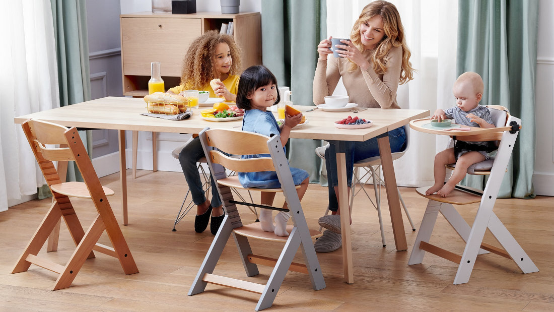 Krzesełko do karmienia KINDERKRAFT Enock Szary Pełne dopasowanie Wielostopniowa regulacja siedziska i podnóżka do wieku i wzrostu podparcie pleców i nóg ułatwienie wsparcie nawyki żywieniowe