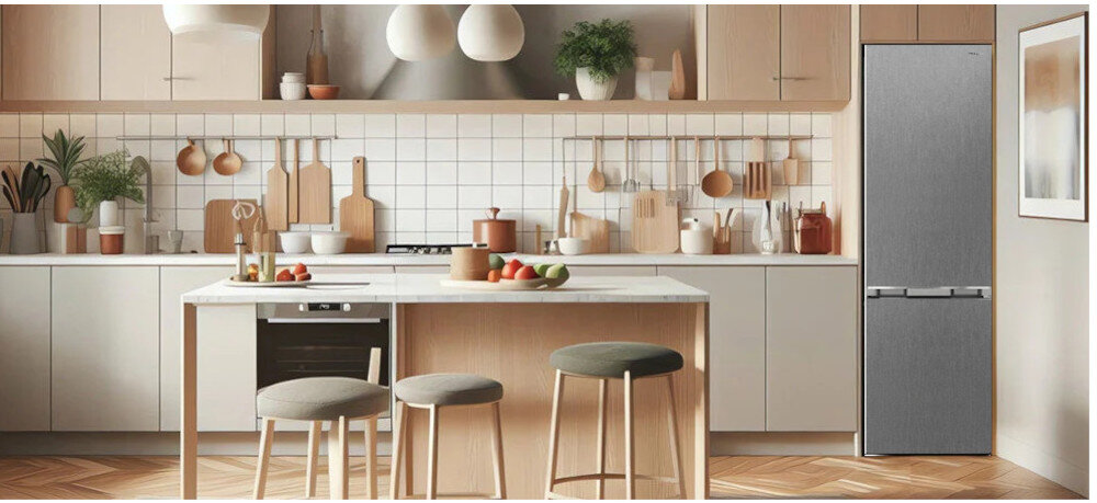 LODÓWKA SHARP SJ-FBA05DTXLE-EU system AdvancedNoFrost cyrkulacja powietrza stały obieg 270 litrów bez lodu szronu GentleAirFlow dystrybucja powietrza szklane półki AdaptiLift zmiana wysokości komora warzywa owoce Fruit&Veg Zone