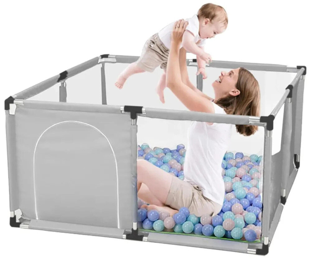 Kojec EXTRALINK Kids K-458 Szary Bezpieczna przestrzeń dla dziecka wygląd prezentacja design wizualizacja