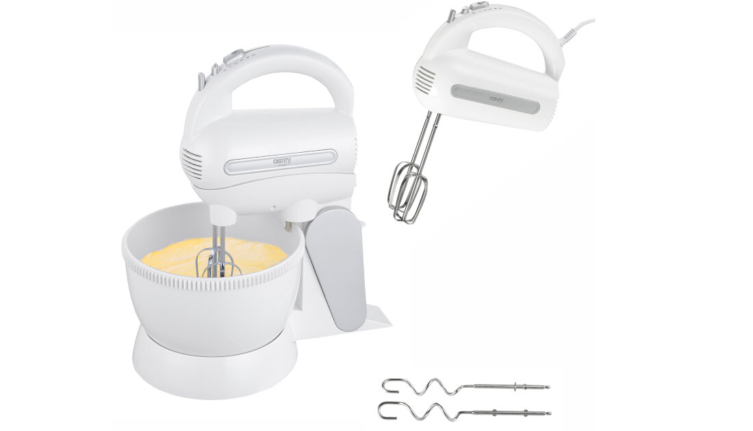 Mikser CAMRY CR 4213 zestaw wyposazenie akcesoria komplet zestaw misa o pojemnosc 3 l 2 haki do zagniatania 2 koncowki do mieszania