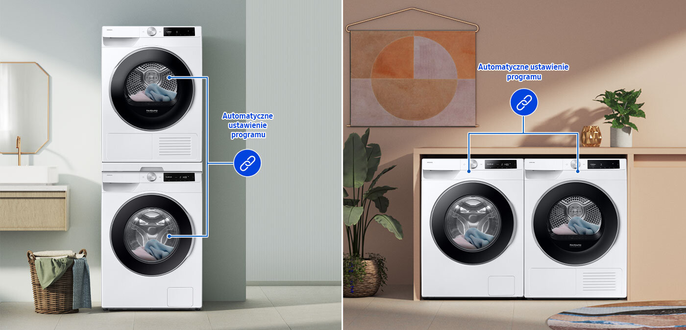 do suszarki Samsung dobierz pralkę Samsung, by ze sobą współpracowały i ułatwiały Ci pranie i suszenie