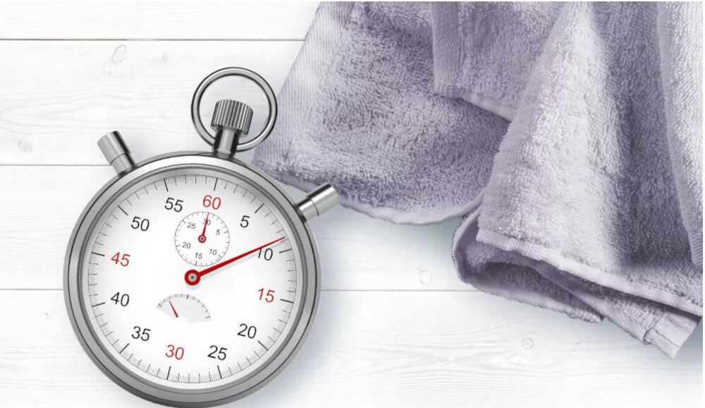 Pralka BOSCH WGB254AYPL zdjęcie lifestyle zegar czas ręcznik szybkie pranie program super krótki 15 minut efektywnie szybko