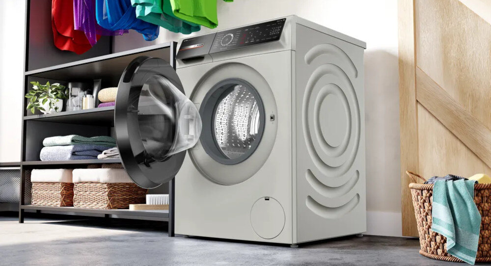Pralka BOSCH WGB254AYPL zdjęcie lifestyle bok boczna ściana wytłoczenia budowa AntiVibration konstrukcja budowa ściany antywibracyjne niwelacja wibracji cicha praca 71 dB