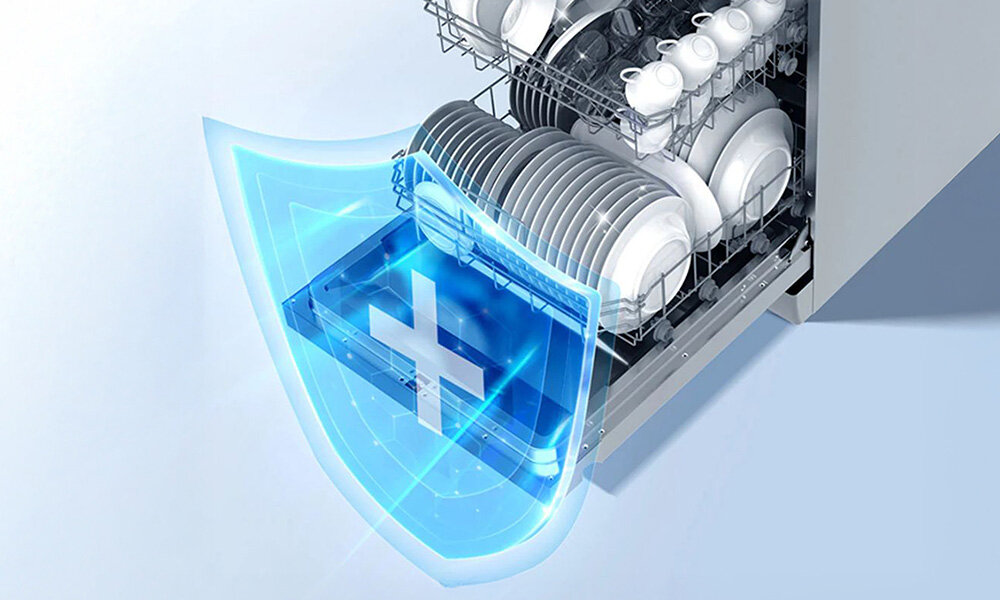 ZMYWARKA MIDEA MDWEF1034CSS-WG HygieneCare+ dezynfekcja naczyń temperatura 72°C rozpuszczanie detergentów Machine Care czyszczenie zmywarki klasa zmywania A higieniczne naczynia bezpieczeństwo zdrowia