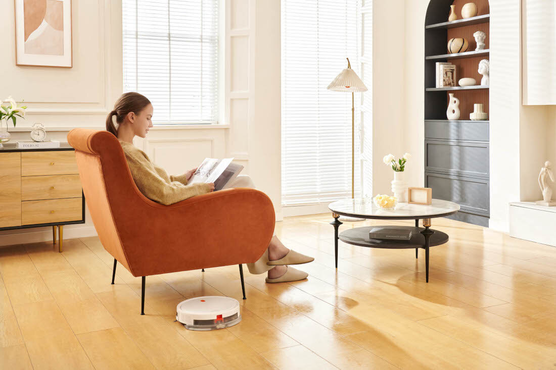 Robot sprzątający XIAOMI Vacuum E5 EU Biały Dwa w jednym kurz brud myje podłogi funkcja mopa tryb odkurzania z mopowaniem praca