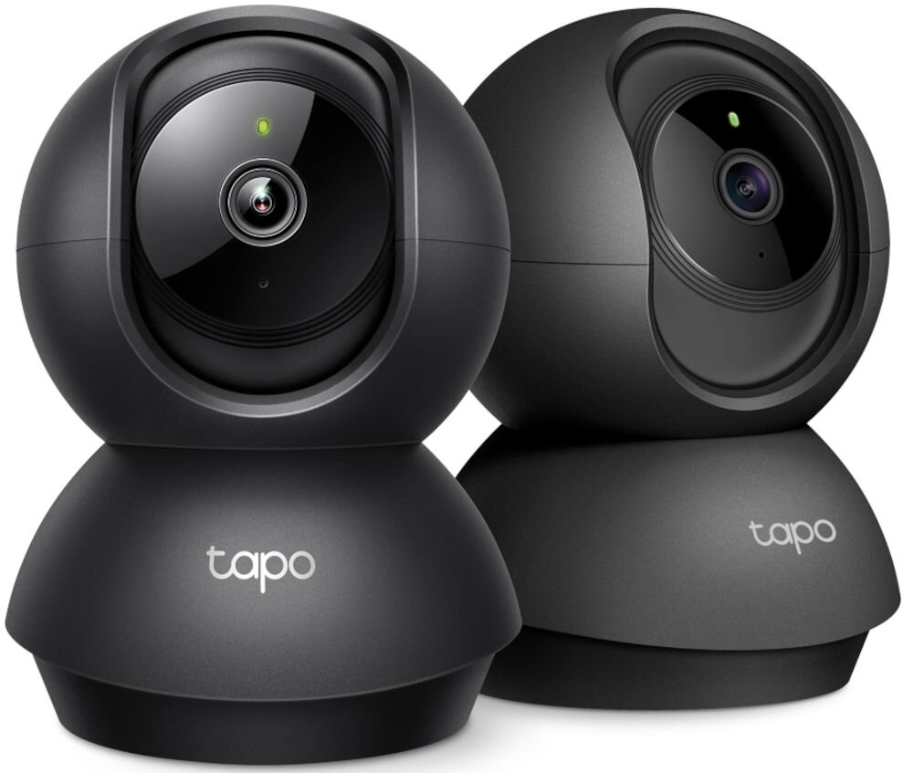 Kamera TP-LINK Tapo C211 Wewnętrzna, Wi-Fi, Kamera obrotowa, pojemność, chmura, archiwizowanie, nagrania, na białym tle kamera frontem na wprost oraz kamera frontem lewo skos