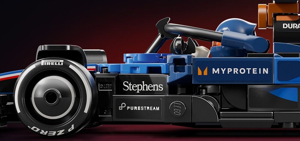 LEGO 77249 Speed Champions Bolid F1 Williams Racing FW46  prezent wymiary bok modelu  