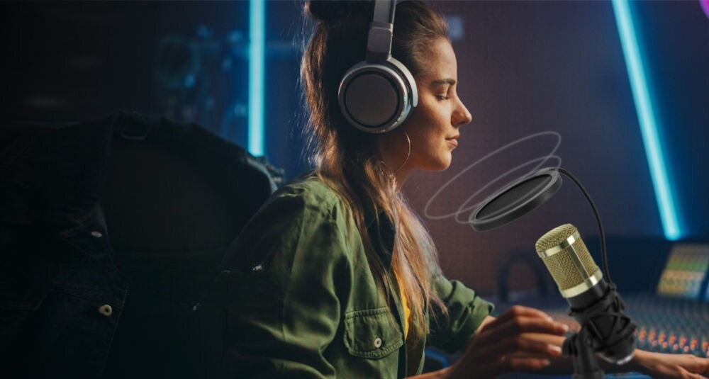 Mikser audio MUSICMATE MM-SC200 SonicLink słuchawki jack 3,5 mm mikrofon pojemnościowy ze statywem i osłoną kabel USB-A / USB-C 2x kabel AUX jack 3,5 mm / jack 3,5 mm