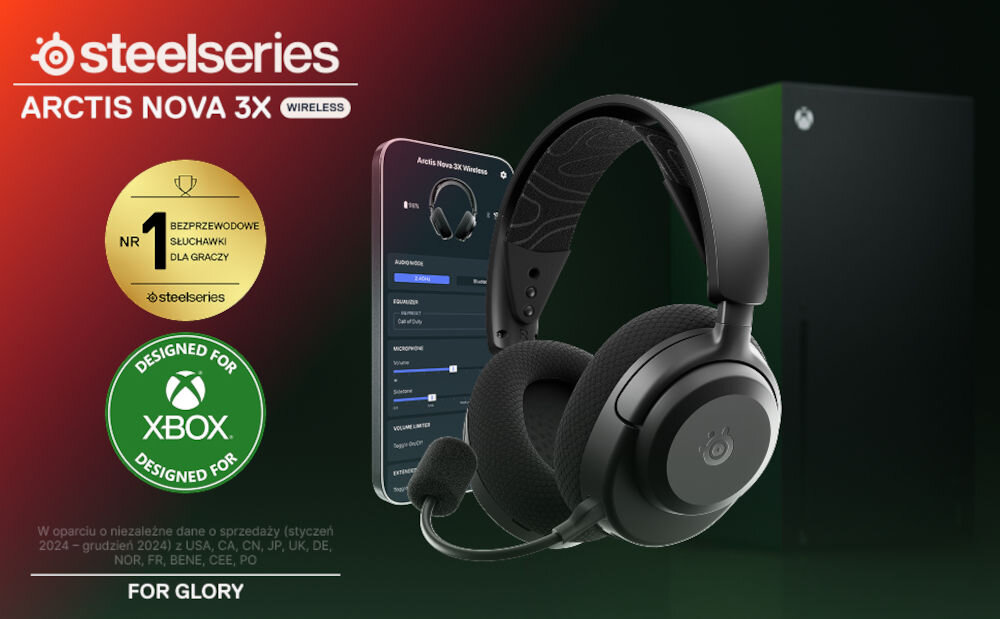 Słuchawki STEELSERIES Arctis Nova 3X - Dźwięk i komfort, słuchawki gsamingowe na tle smartfona i konsoli Xbox