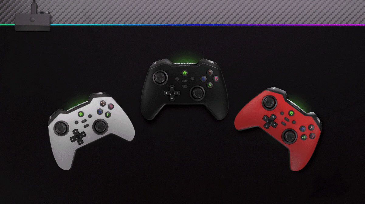 Kontroler GENESIS Mangan 400 Czerwony zmienny przedni panel możliwość personalizacji