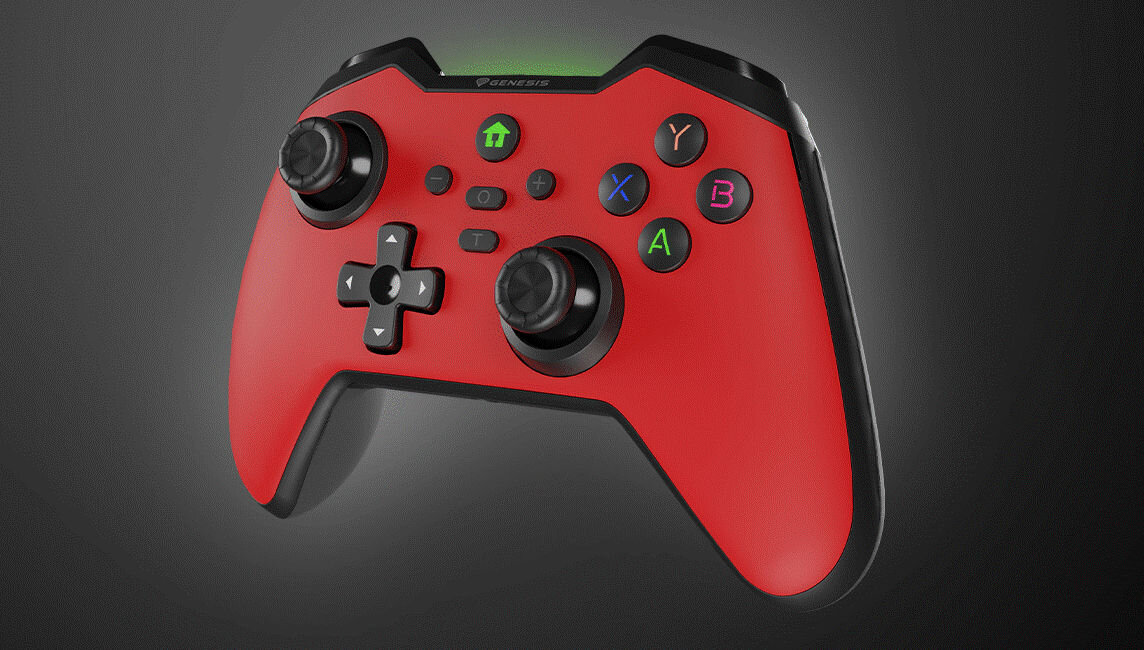Kontroler GENESIS Mangan 400 Czerwony precyzyjne triggery reakcja na siłę nacisku