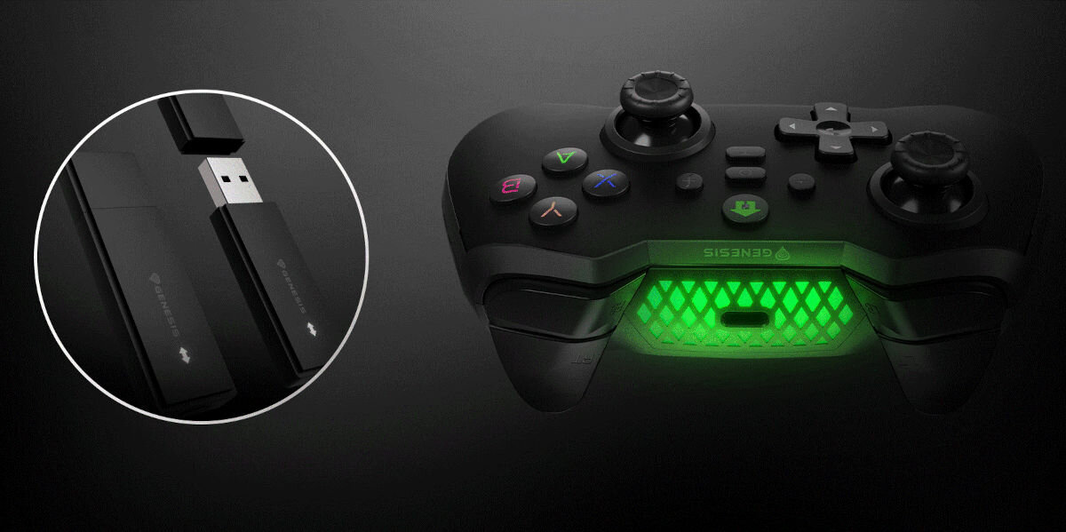 Kontroler GENESIS Mangan 400 Czerwony bezprzewodowa komunikacja bluetooth adapter zasięg do 10 metrów