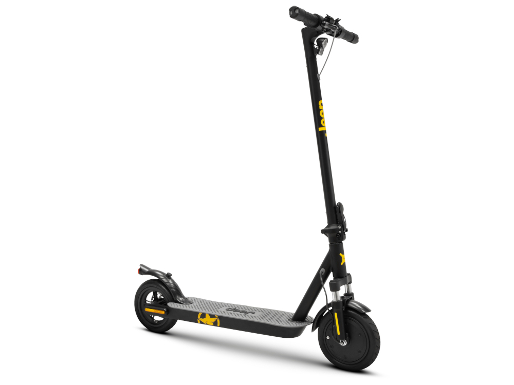 Hulajnoga elektryczna JEEP Jaf SR Safe Rade 25km 350W Amortyzacja 8.5 Czarny solidna elegancka konstrukcja subtelne akcenty stylizacyjne sportowy charakter w calosci stalowa szeroki antyposlizgowy deck obciazenie do 100 kg