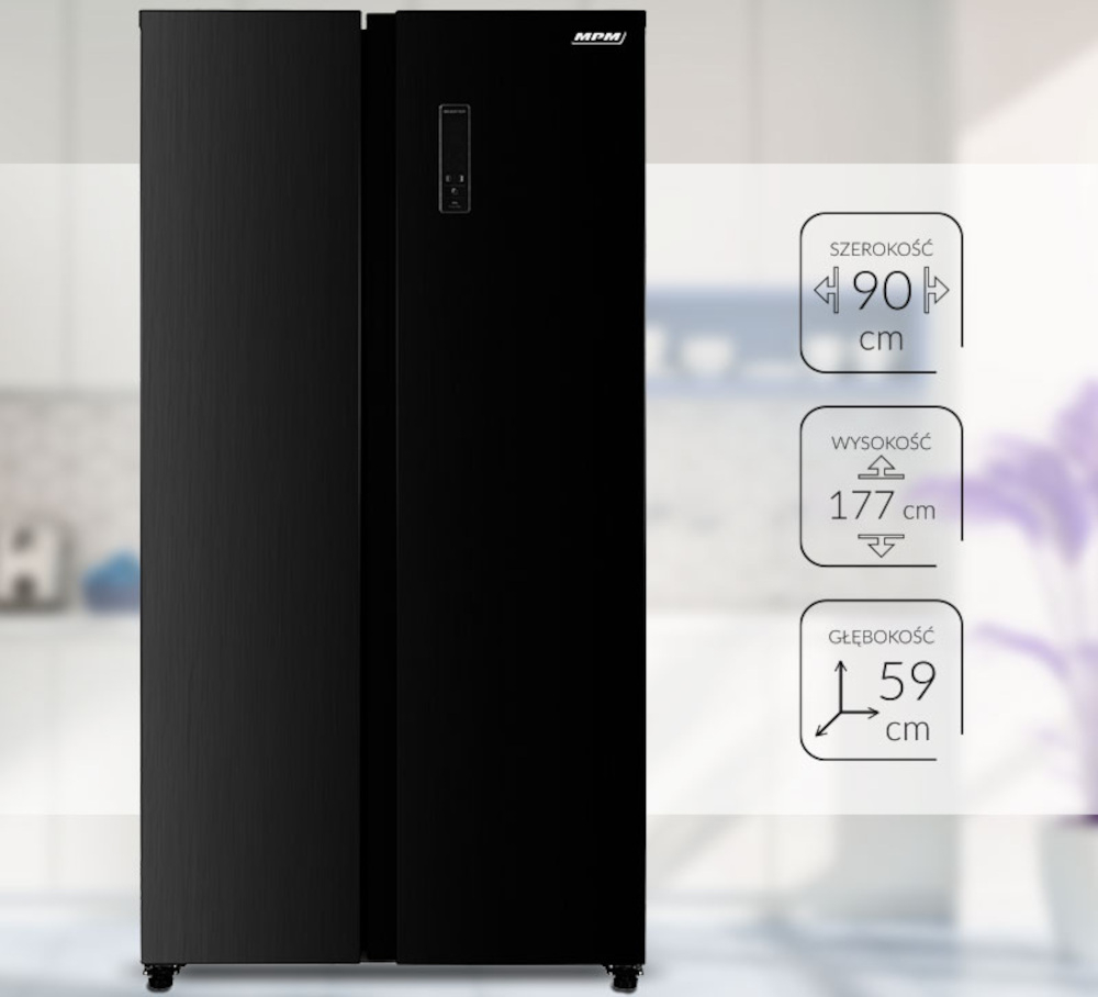 Lodowka MPM-427-SBS-03/N Side by Side No frost 177cm Czarny unikatowa glebokosc 59cm