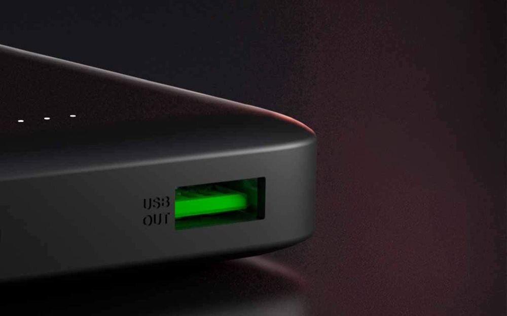 UNIQO UQBB10000PD20SLIM 10000 mAh 20 W Power Delivery 20 W Port USB-C szybkie ładowanie Dwukierunkowy port USB-C USB-A do USB-C - zbliżenie na port USB-A