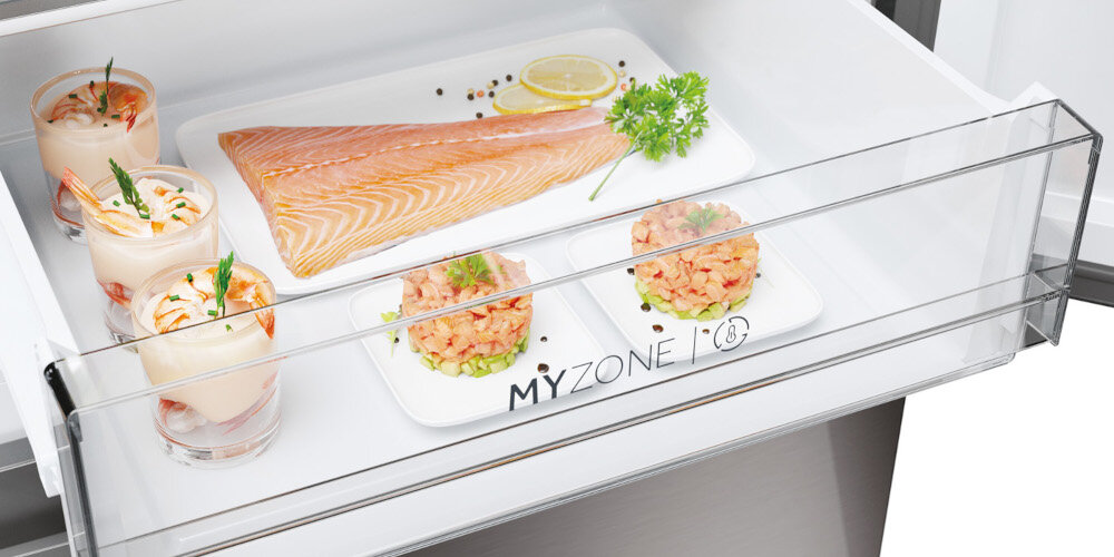 LODÓWKA HAIER HTW7620DNMP szuflada My Zone Pro szybkie chłodzenie warzywa owoce mięso ryby regulacja temperatury wilgotności
