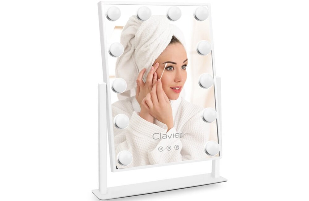 Lusterko kosmetyczne CLAVIER Hollywood LED 3 odcienie światła, odpowiednia barwa światła, precyzyjne ustawienie