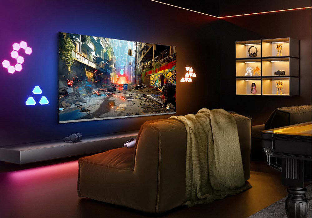 HAIER H55M90EUX szybkie prędkości, niskie opóźnienia i stabilne działanie streamingu 4K grania online Bluetooth 5.2 słuchawkach bezprzewodowych - telewizor na ścianie