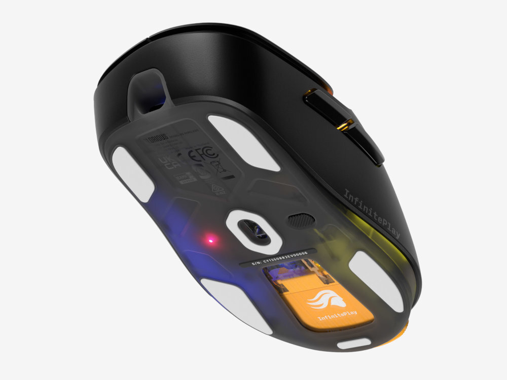 Glorious Gaming Model D3 systemu InfinitePlay technologia Guardian 10 godzin bez ryzyka utraty połączenia - Spodnia strona myszy 