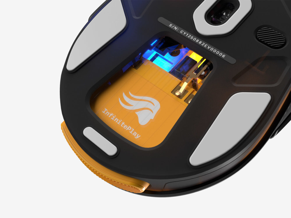 Glorious Gaming Model D3 Sensor optyczny BAMF 3.0 czułością sięgającą 30 000 DPI szybkością śledzenia 750 IPS i akceleracją na poziomie 50G - Zbliżenie na czujnik optyczny BAMF 3.0