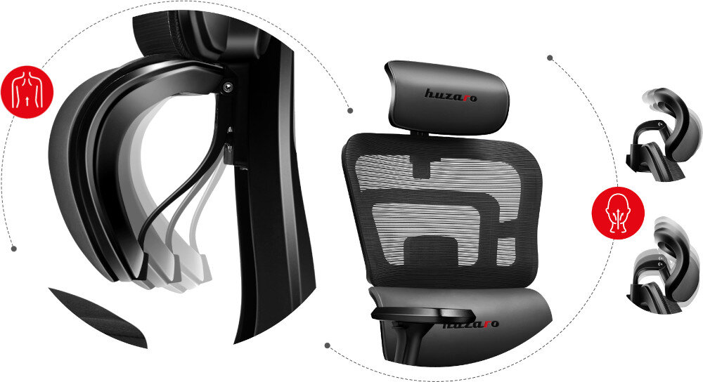 Fotel HUZARO Combat 7.0 Czarny poduszki ergonomia podparcie
