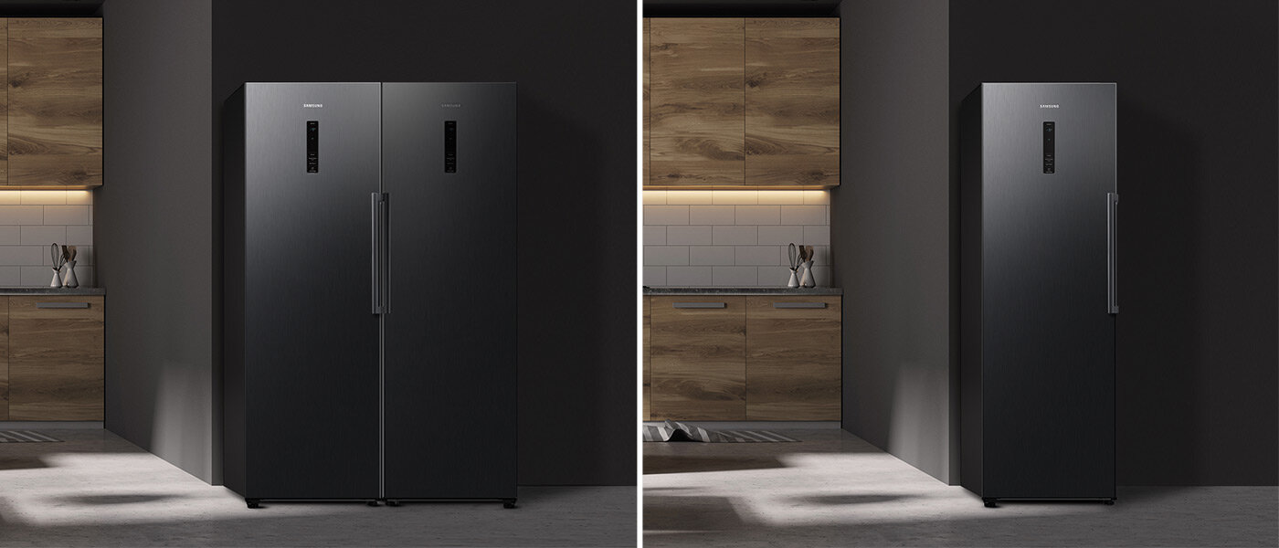 Zamrażarka z serii Samsung TWIN pozwala stworzyć zestaw razem z jednodrzwiową chłodziarką