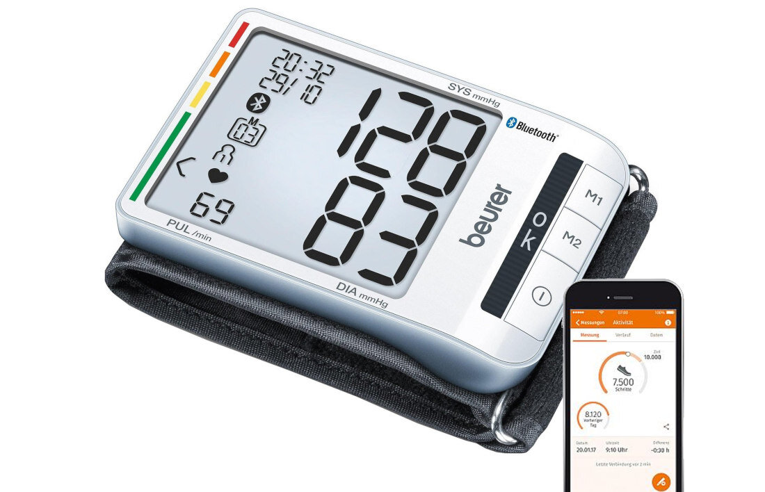 Ciśnieniomierz BEURER BC 85 Biały Wygodne użytkowanie Płaska konstrukcja i duży, czytelny ekran  łączność Bluetooth® aplikacja Beurer HealthManager Pro Funkcja Scan & Save interpretacja zgodna z wytycznymi WHO wspiera świadome dbanie o zdrowie