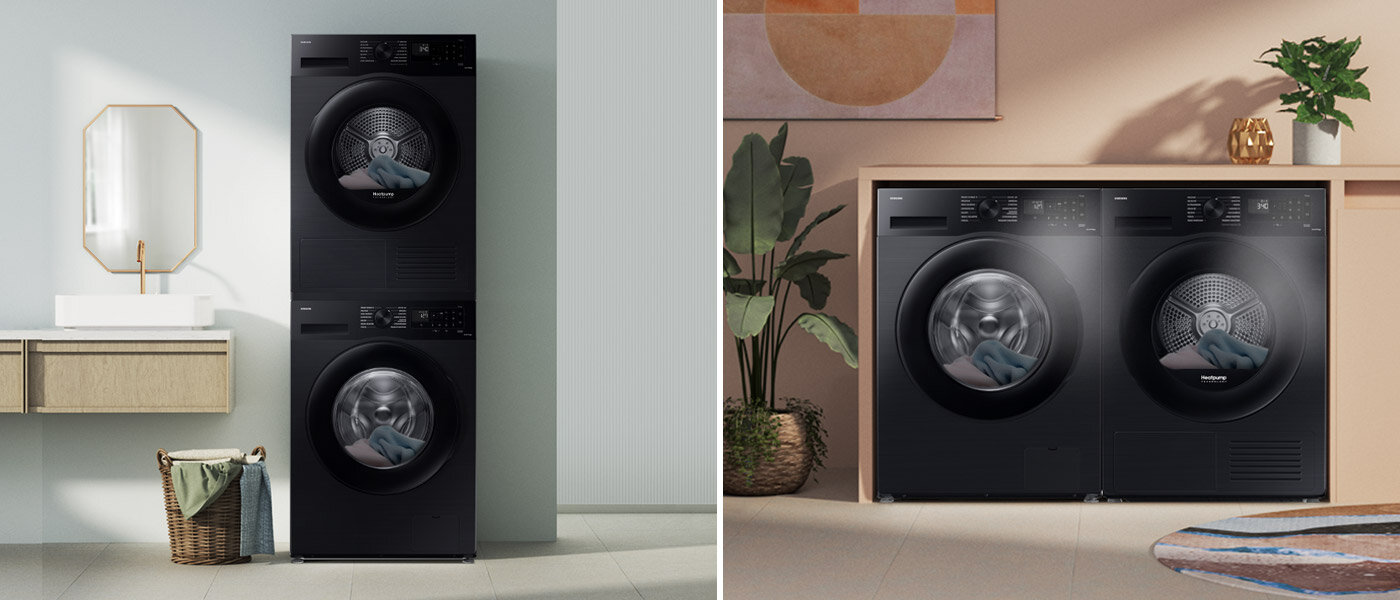 Zestaw pralki i suszarki OptimalDry DV90CGC2A0AB marki Samsung z Media Expert