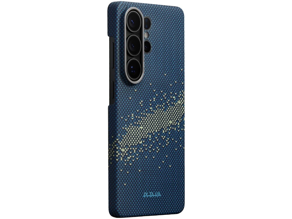 Etui PITAKA Ultra-Slim MagSafe Samsung Galaxy S26 - smukłe, funkcjonalne, MagSafe Etui Pitaka Sunset na telefon z pionowym układem trzech obiektywów aparatu, wykonane z plecionego włókna aramidowego.